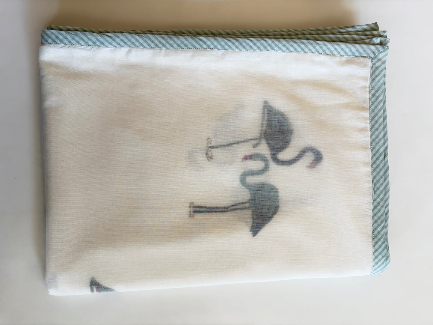 Baby Blanket - Green border with Crane design