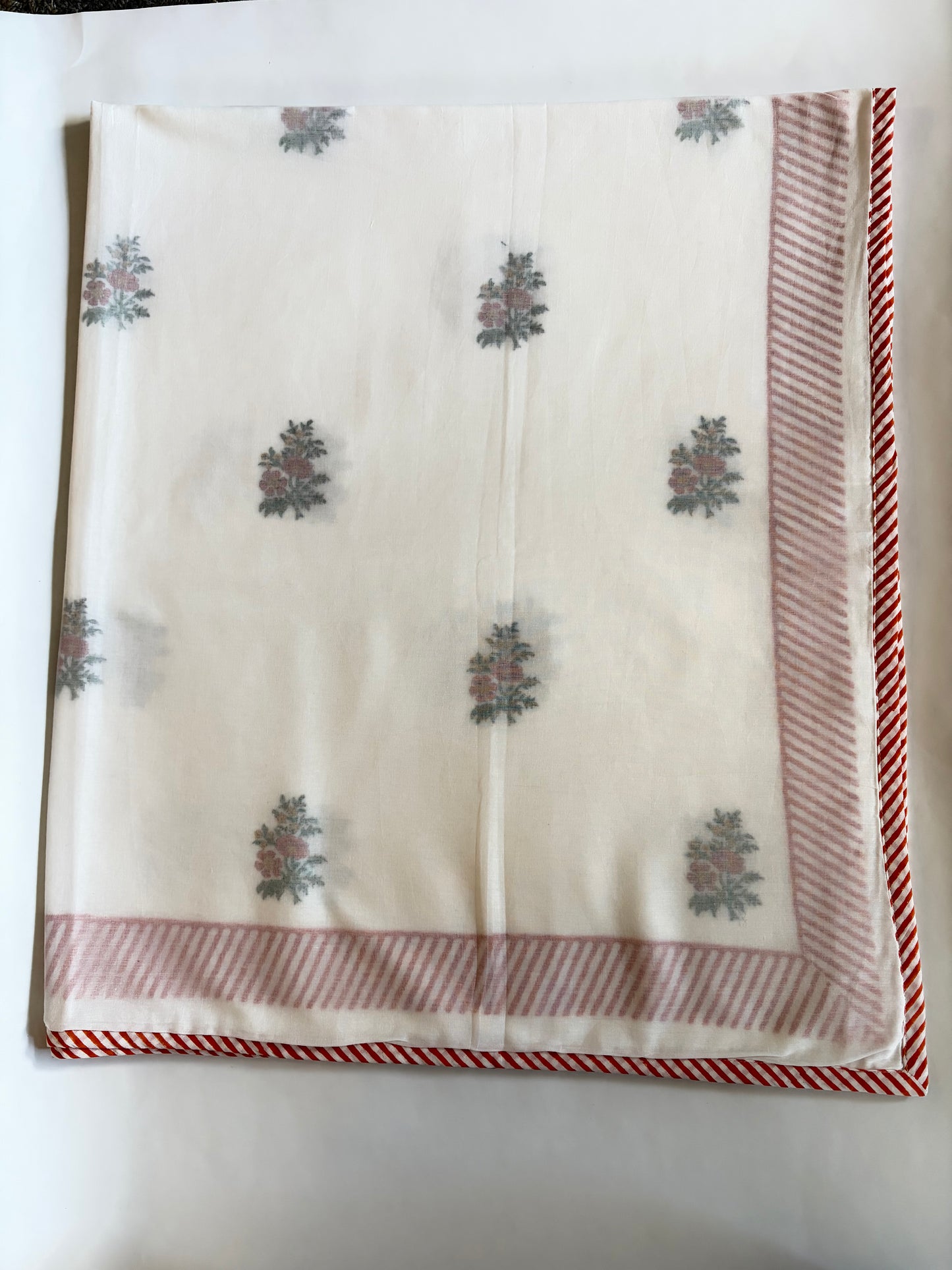 Baby Blanket - Red border with flower print