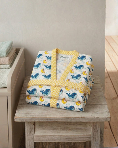Dolphin and Moon Swim Robe - Blue and Yellow