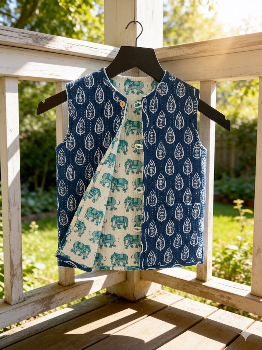 Elephant March Quilted Vest