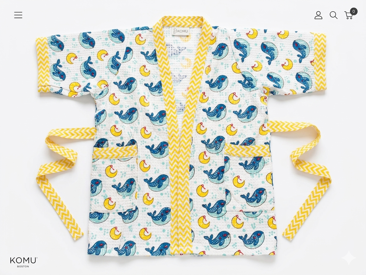 Dolphin and Moon Swim Robe - Blue and Yellow