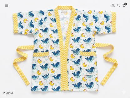 Dolphin and Moon Swim Robe - Blue and Yellow