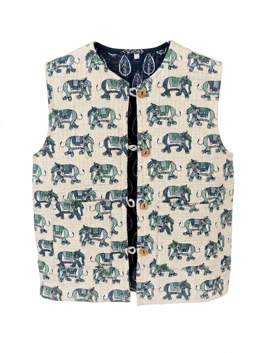 Elephant March Quilted Vest