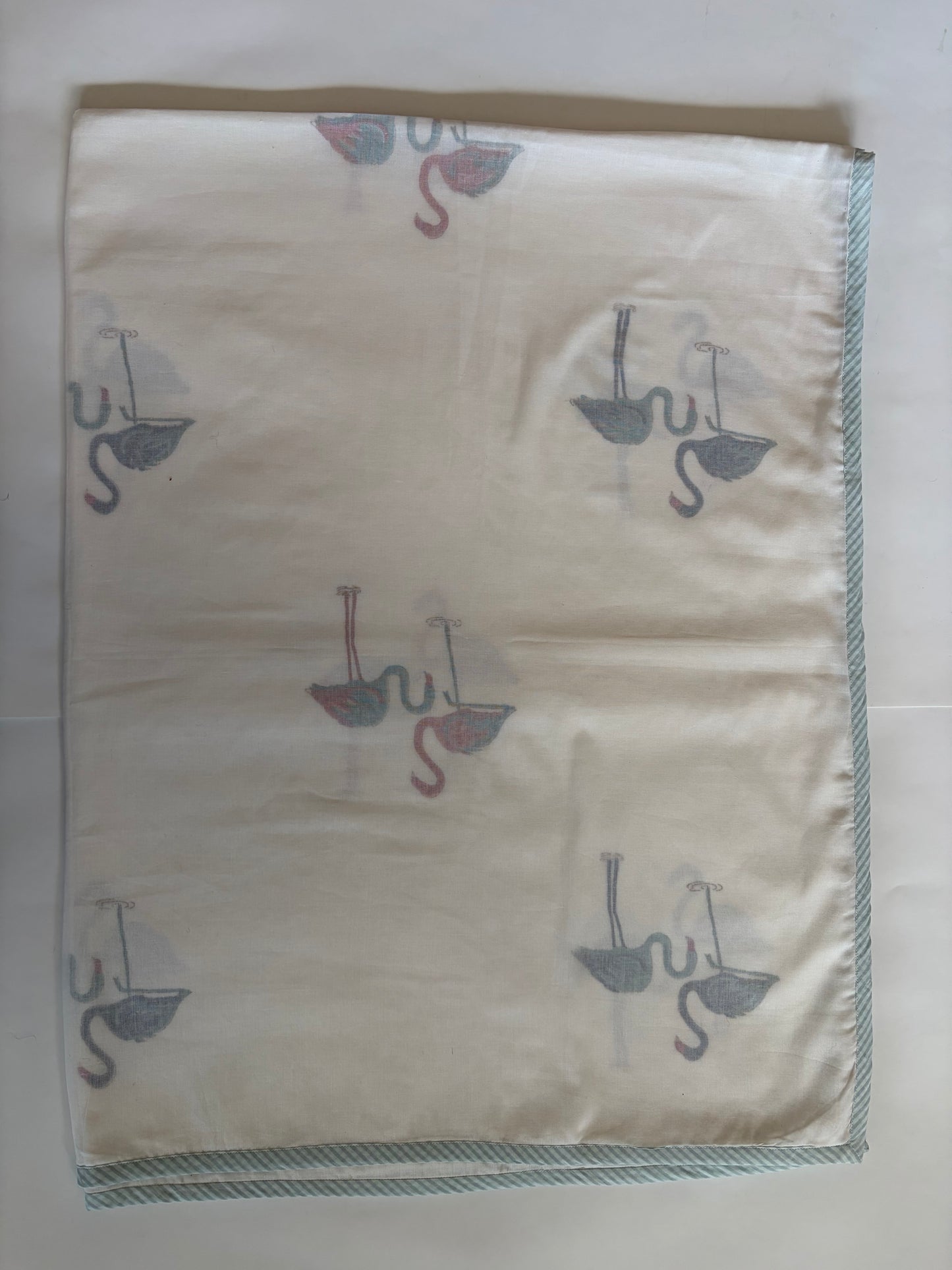 Baby Blanket - Green border with Crane design