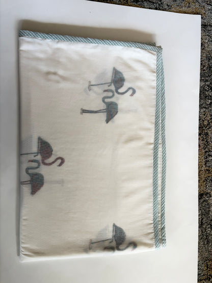 Baby Blanket - Green border with Crane design