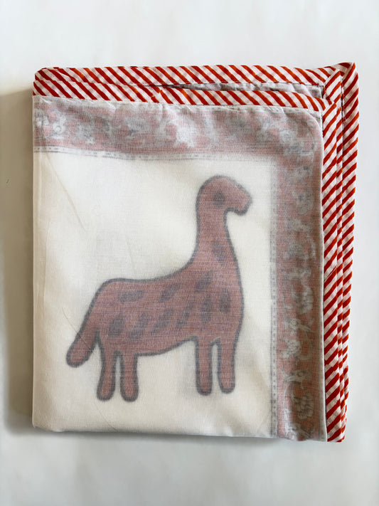 Baby Blanket - Red border with Dinosaur design