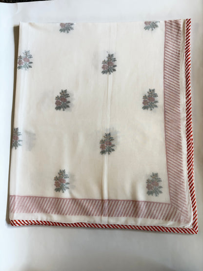 Baby Blanket - Red border with flower print