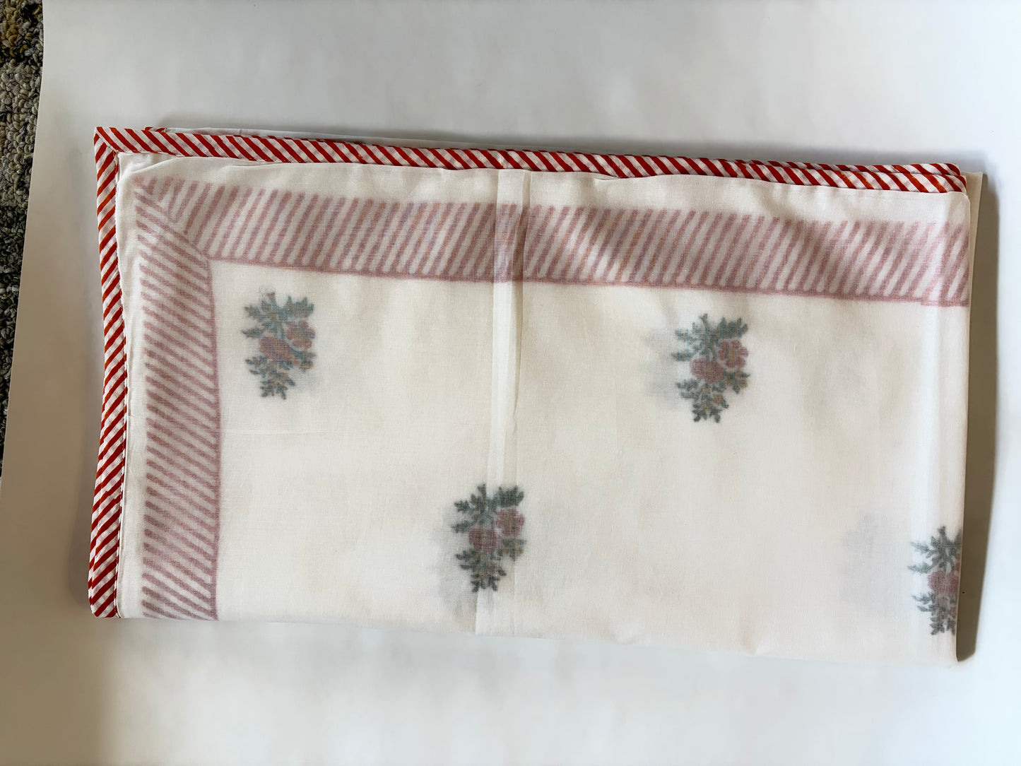 Baby Blanket - Red border with flower print