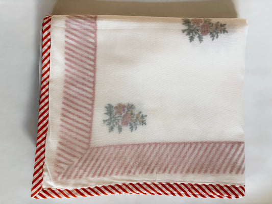 Baby Blanket - Red border with flower print
