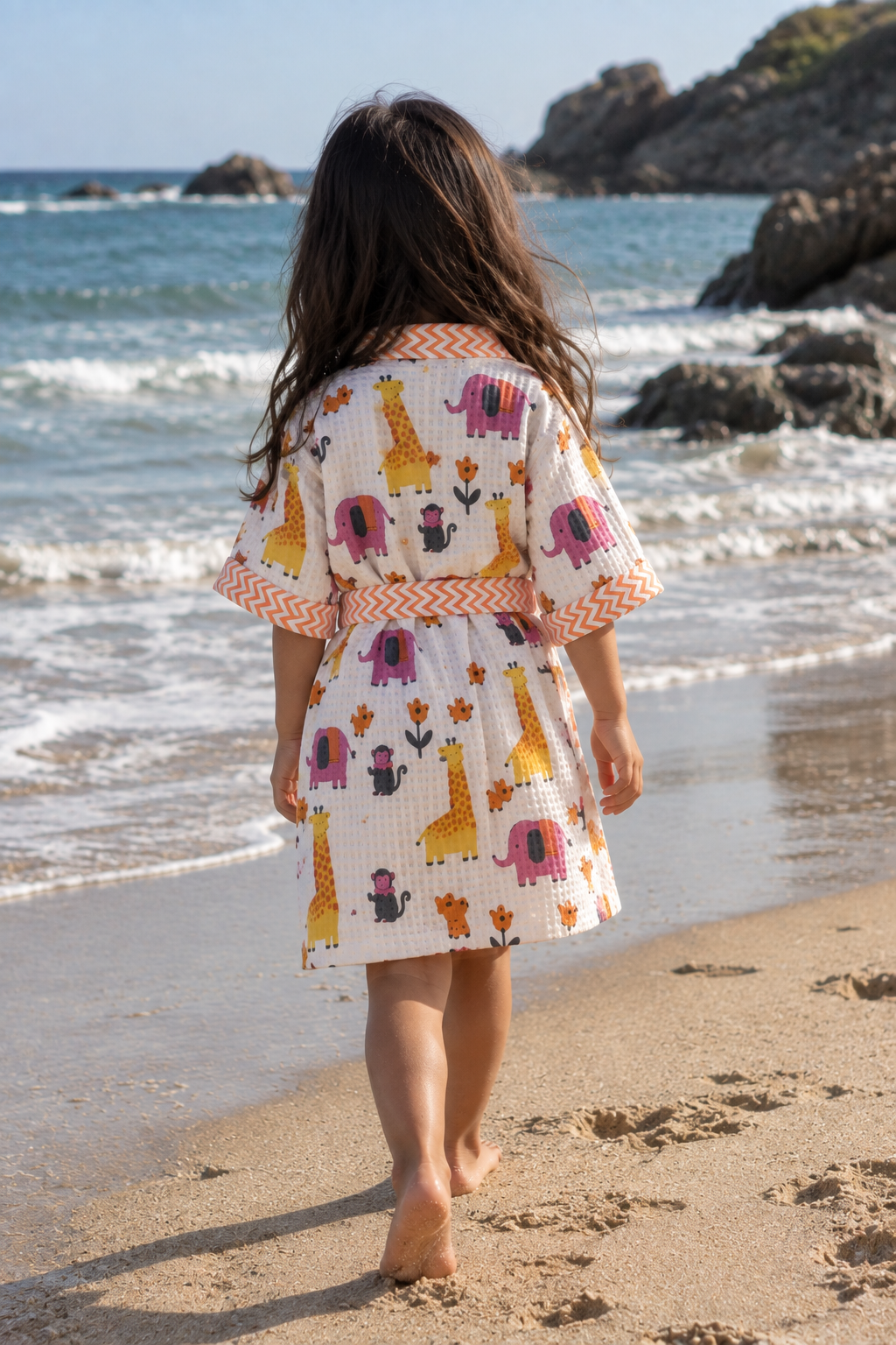 Jungle Jamboree Swim Robe - Pink and Orange